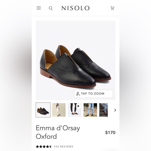 Nisolo Emma D’Orsay Oxford, size 6.5. Black leather. - Picture 10 of 11